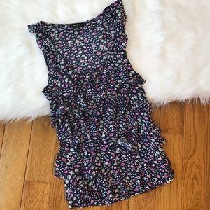 Express tank top XS ruffled front floral print